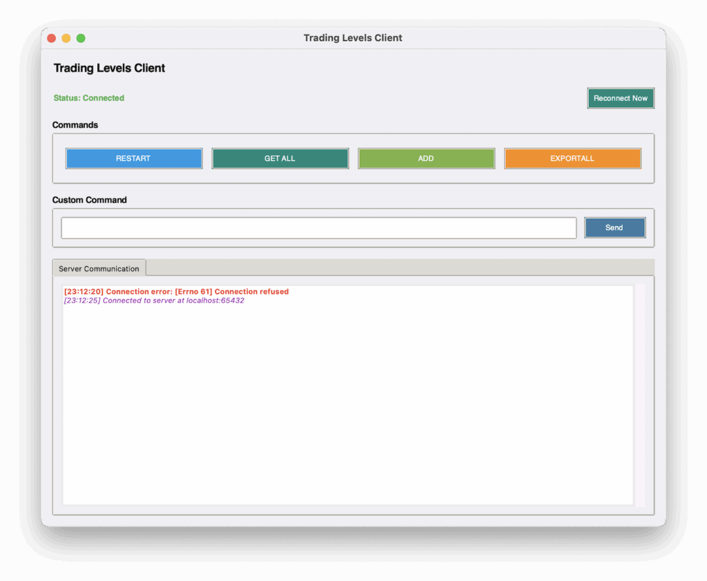 Maintenance App for a system that fetches the trading levels from the trading server